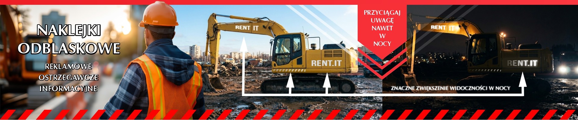 Baner prezentujący naklejki odblaskowe