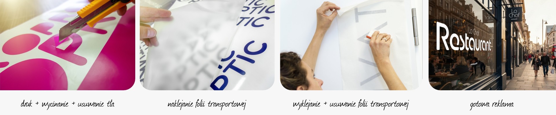 Baner prezentujący druk naklejek z folią transportową